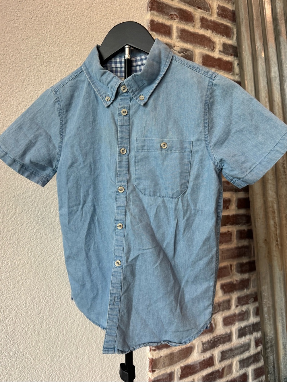 Stitch & Stone Light Blue Boys' Short-Sleeve Chambray Button-Down Shirt Size 12